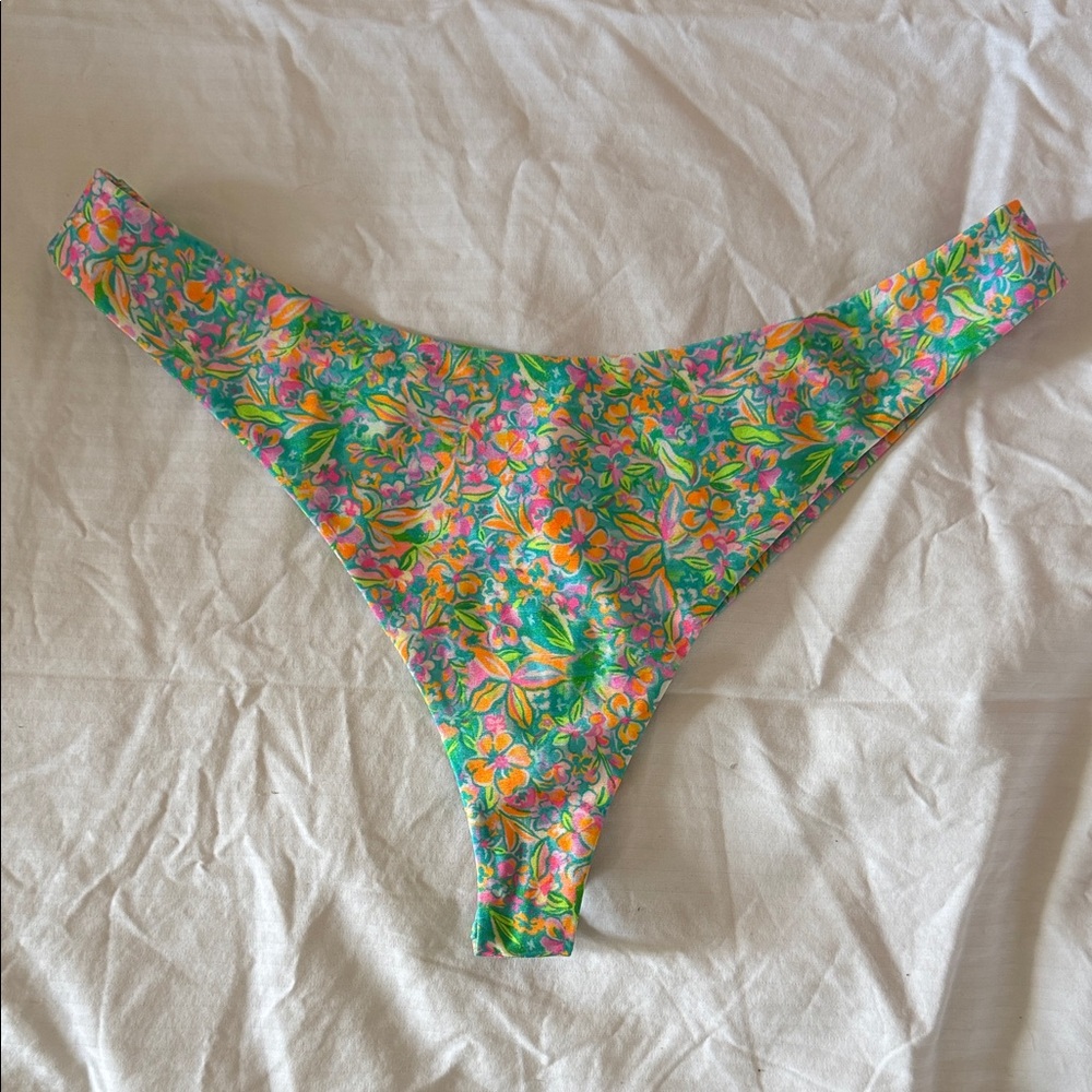 Kulani Kinis Floral Bikini Bottom - Green, Pink & Orange size large